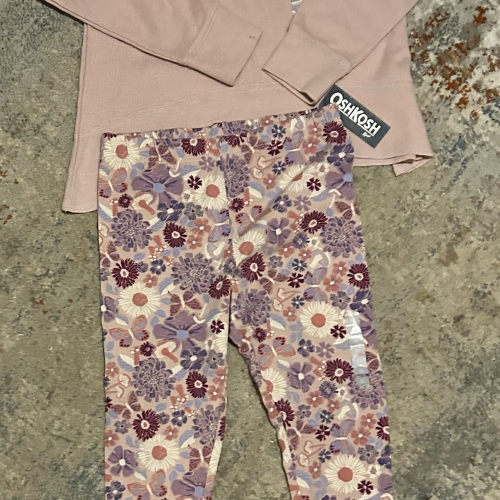 OshKosh B'gosh Pink Floral Kids Shirt &  Leggings set